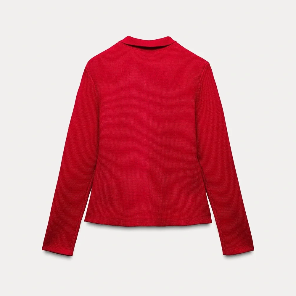 Zara NWT Red knit sweater cardigan with gold buttons - Picture 4 of 4